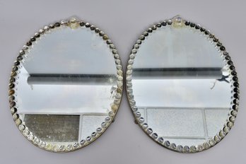 Pair Of Vintage Glass Beaded Mirrors