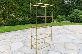 Brass Five Tier Etagere With Glass Shelves