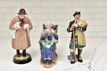 Collection Of Three Royal Doulton Porcelain Figurines - Lambing Time, The Laird And A Stitch In Time