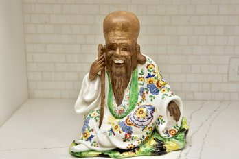 Signed AB Italy Shou Lao Buddha Figurine