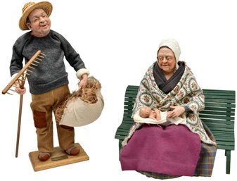 Pair Of Signed Santons D' Art French Figurines By Lise Berger