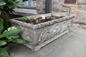 Vintage French Fleur De Lis Rectangular Concrete Planter