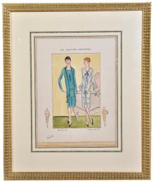 Vintage French Fashion Illustration Print, Titled 'Les Creations Parisiennes'