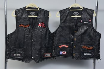 Pair Of Leather Vests By Diamond Plate (Size Large)