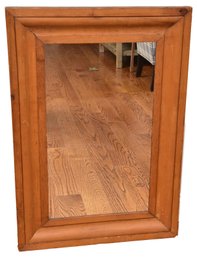 Antique Pine Wood Framed Wall Mirror
