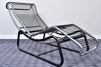 Le Corbusier Style Chromed Steel Chaise Lounge Chair