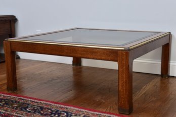 Glass Top Coffee Table With Brass Trim