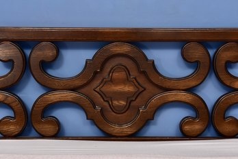 Carved Wood Openwork King Size Spanish Revival Style Headboard