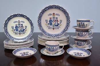 Staffordshire Old Granite Johnson Bros. Hearts & Flowers China Set