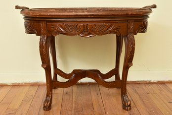 Vintage Italian-Style Florentine Cherub Oval Glass-Top Coffee Table With Removable Tray