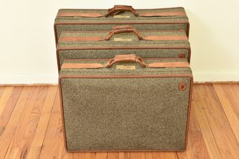 Vintage Hartmann Tweed And Leather Three-Piece Luggage Set