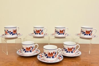 Set Of Seven Fitz & Floyd Demitasse Cups / Saucers