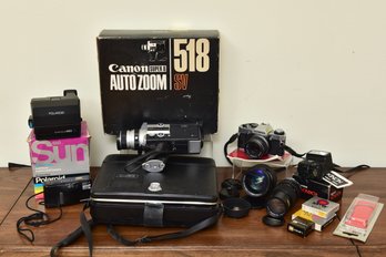Collection Of Vintage Cameras - Olympus, Polaroid, Canon And More