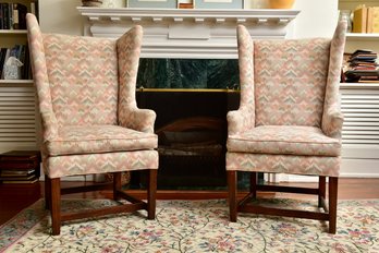 Pair Of Pearson Upholstered Wingback Armchairs