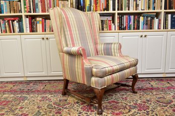 Upholstered Plaid Wingback Chair