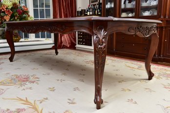 Hand Made Custom Carved Mahogany Dining Room Table With Table Pads (RETAIL $15,000)