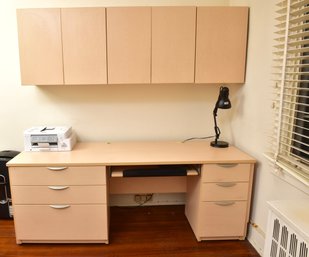 Desk And  Matching Wall Storage Cabinet
