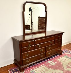 Ten Drawer Dresser With Attached Mirror