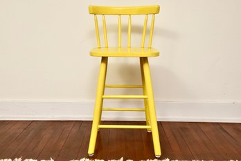 Vintage Yellow Wooden Stool