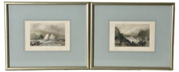 Pair Of Engravings Titled 'Light House Near Caldwell's Landing' And 'view Near Anthony's Nose'