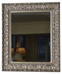 Silver Gilt Carved Wood Beveled Edge Wall Mirror (RETAIL $275)