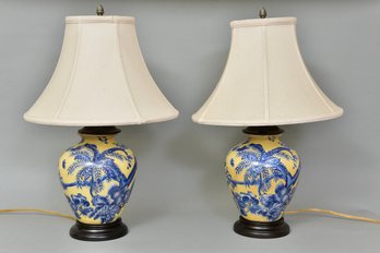 Pair Of Chinoserie Porcelain Table Lamps