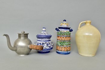 Collection Of Pottery And A Pewter Teapot