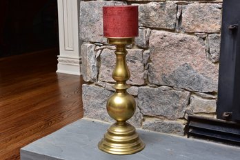 Large Brass Candle Holder And Candle
