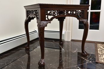 Ardley Hall Chippendale Style Carved Wood Side Table With Ball And Claw Feet
