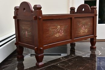 Antique Folk Art Hand Painted Wooden Box / Planter