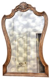 Rococo Style Carved Wood Wall Mirror With Scalloped Crest