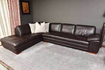 IMG Norway Italian Leather Sectional Sofa And Three Down Filled Throw Pillows