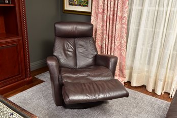 IMG Norway Italian Leather Swivel Recliner With Adjustable Headrest