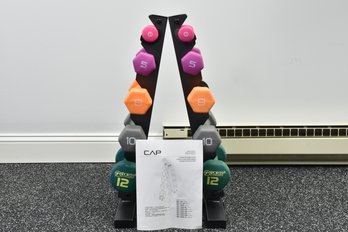 Cap Metal Dumbbell Rack And Five Pairs Of Dumbbells