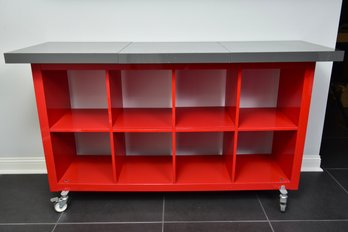 Ikea Kallax Red Shelf Unit On Casters