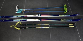 Pair Of Rossignol Touring AR Waxless System Ski's (Model No. R190) And Two Pairs Of Ski Poles