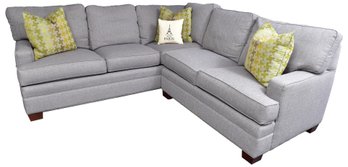 Thomasville Upholstered Two Piece L-Shaped Sectional Sofa And Set Of Four Throw Pillows