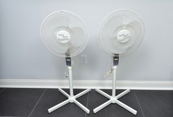 Pair Of Classic Breeze Three Speed Adjustable Oscillating Floor Fans