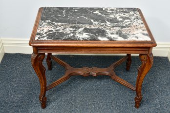 Carved Wood Marble Top Table