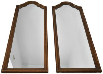 Pair Of Vintage Wood Framed Arched Wall Mirrors