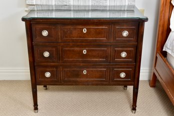 Milling Road Three Drawer Wood Chest With Glass Top And Locking Key