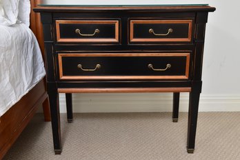 Three Drawer Side Table With Glass Top