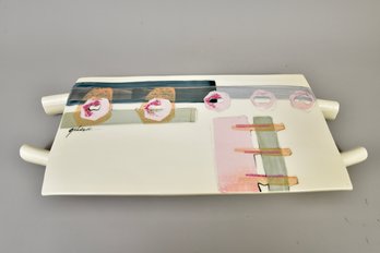 Signed Alan Gibson Modernist Ceramist Memphis Style Sculpted Platter