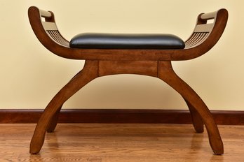 Mission Style Leisure Bench With Leather Seat