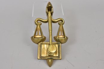 Vintage Brass Scales Of Justice Door Knocker