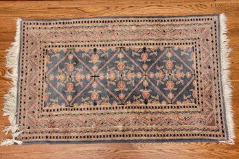 Hand Knotted Small Area Rug With Fringe