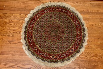 Small Hand Knotted Round Area Rug