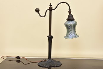 Tiffany Studios Style Lamp With Iridescent Tulip Shade