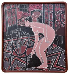 Signed Lynne Oil On Canvas Painting In Rosewood Frame