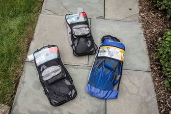 3 New Adult Size Snorkel Sets With Fins, Mask And Snorkel With Carrying Case